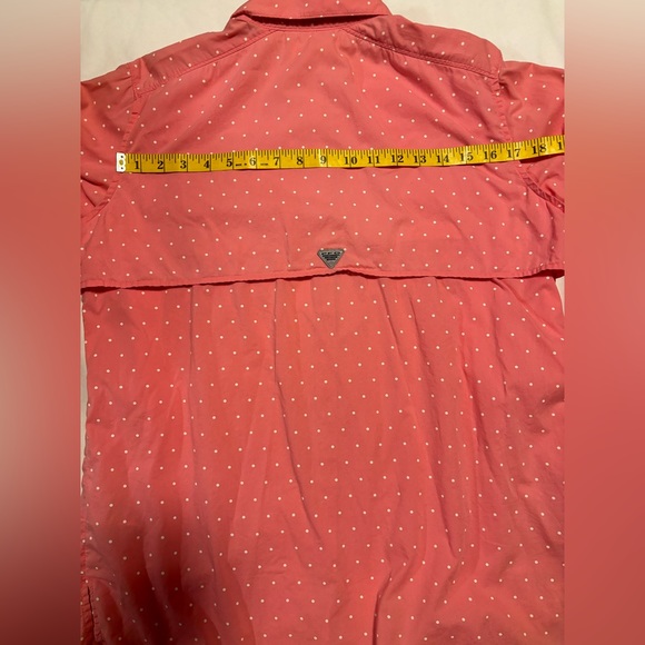 Columbia PFG, Super Bonehead, pink & white polka dot fishing shirt, M - Picture 7 of 15